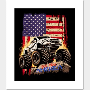 God bless america monster truck Posters and Art